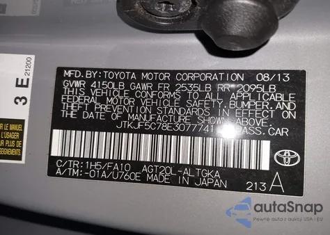 2014 Scion Tc from USA, damaged, VIN JTKJF5C78E3077741